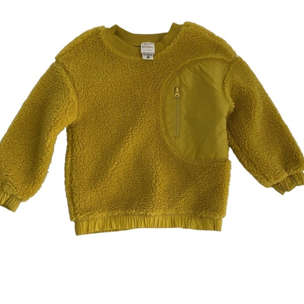 Hanna Andersson Fleece‎ Sweater Kids Sz 4T (100cm) Yellow Deep Pile Soft Warm